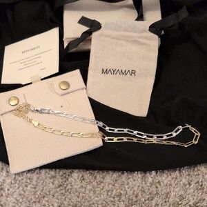 18" Mayamar Gold and Silver Chain Necklace With Dust Bag And Box!